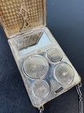Art Deco Vintage Sterling Silver Compact Purse with 14K Gold Accents