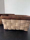 Pair of Sturdy Tan Canvas Woven Storage Baskets