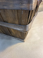 Harry And David Wooden Basket With Faux Leather Handles
