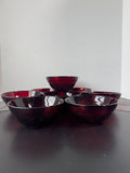 (D) 7-Piece Luminarc France Cristal d’Arques Ruby Red Cereal Bowls Set