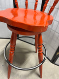 Reddish/Orange Painted Swivel Bar Stool