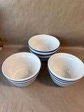 Set Of 3 Blue And White Striped Bowls