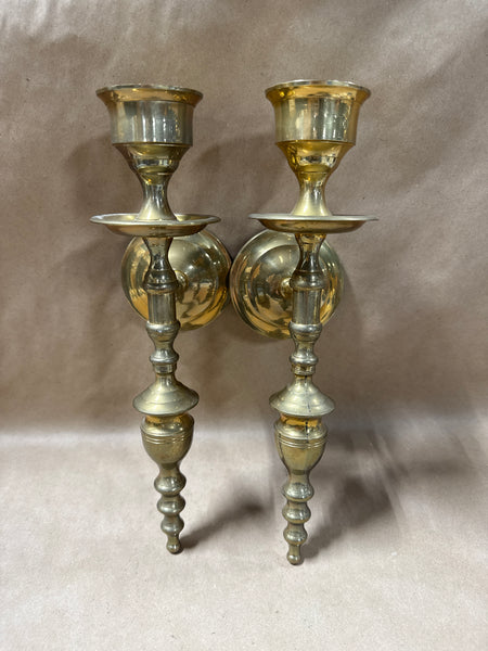 Pair Of Wall Brass Candle Sconces