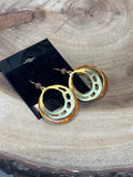 Copper Enamel & Brass Tone Earrings