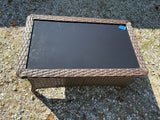 All Weather Wicker Coffee Table w/Smoked Glass Top