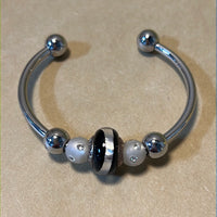 Small Silver Tone Bracelet with Black Bead