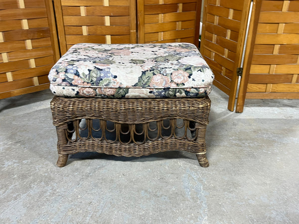 Wicker Ottoman with Cushion