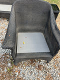 Lloyd Loom Wicker/Rattan Patio Chair and Ottoman with Cushions