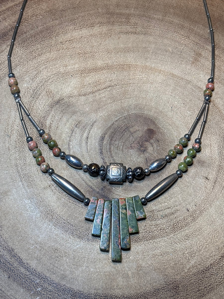 Necklace with Silver & Stone Beads