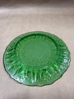 (A) Green Morgantown Crinkle Glass Desert Plate