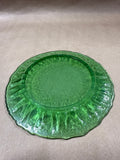 (A) Green Morgantown Crinkle Glass Desert Plate