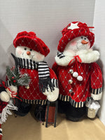 Lot Of 3 Red Black And White Snowmen