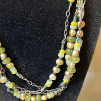 Silpada Multi Layered Necklace with Green Beads