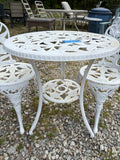 A-Cast Metal White Garden/Patio Bistro Set, Three Pieces