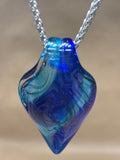 Silver Chain with Blue Glass Pendant