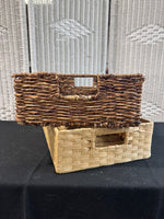 Pair of Rectangular Woven Basket Trays