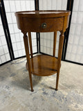 Baker Petite Round Accent Table with Drawer; Optional Casters