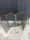 Brass & Metal Mesh Vintage 4-Panel Folding Fireplace Screen (B)