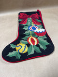 Needlepoint Stocking With Velvet Back // 2 Available // Priced Individually