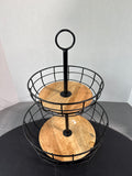 Threshold 2-Tier Metal And Wood Fruit Basket