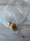 Pair of Small Gold Tone Pendants: Asian Style Faux Pearl
