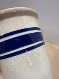 Small Blue Striped Pottery Crock