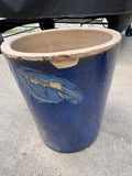 D-Blue Glazed Pottery Planter and small Blue/White Planter