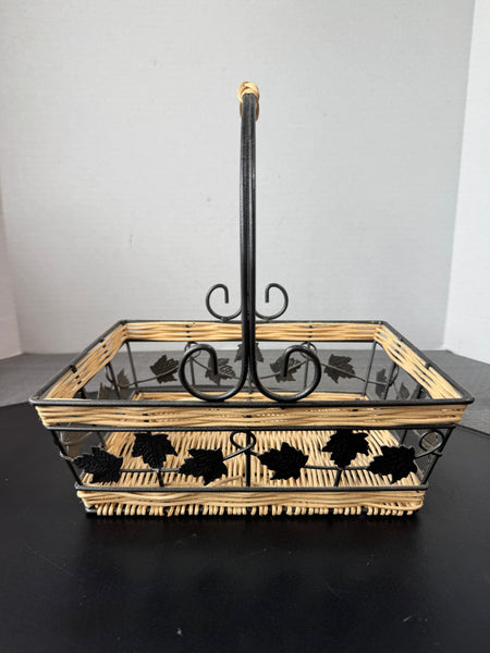Grapevine Wrought Iron & Wicker Basket