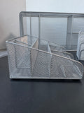 Trio of Silver Mesh Metal Desk Organizers