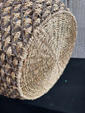 XL Water Hyacinth & Two Tone Woven Storage Basket with Handles