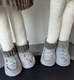 Pair of Cozy Gray Sweater Winter Standing Plush Snowmen Decor