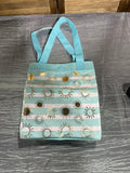 Thirty One Tote Bag, teal/gold tones