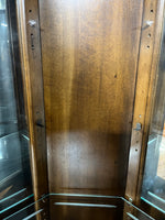 Lighted Corner Curio with Curved Glass and Mirrored Back ***HEAVY ITEM***