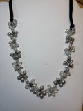Festive Silver, Faux Pearl & Frosted Bead Necklace
