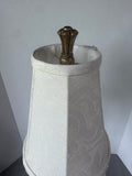 Ornate Glass & Gold Resin Buffet Lamp with Bead Fringed Shade (WORKS)