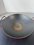 Le Creuset Cast Iron Enamel Wok with Lid in Cerise Red