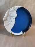 Santa Blue And White Flat Earth Pottery Plate