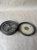 Brass Sundial And Compass With Box