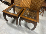 Wood and Glass End Tables, Set of 2