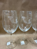 Mermaid Etched Wine Glasses — Set Of 4 // Appears Unused