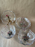 8 Piece Clear Glass Floral Dish Set