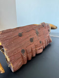 Reclining Burmese Mandalay Style Gilded Vintage Wooden Buddha with Glass Inlay
