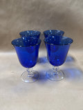 Set Of 4 Cobalt Blue Cristal d'Arques Glasses Goblets // 5 Sets Available // PRICED INDIVIDUALLY