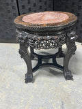 Carved Antique Wooden/Marble Side Table
