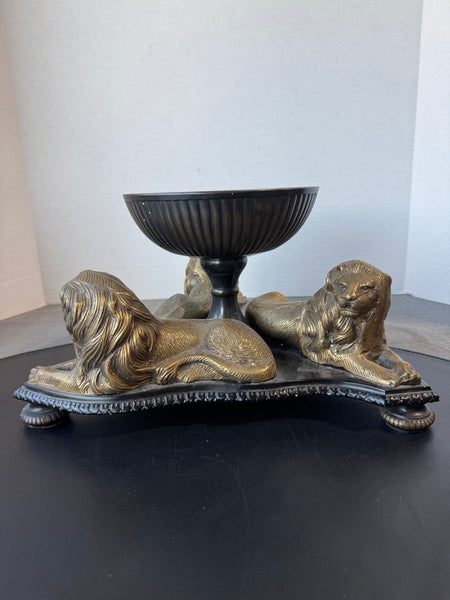 Bard International India Heavyweight Vintage Triple Brass Lion Pedestal Tazza