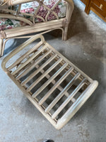 Wicker Chair and Ottoman with Floral Cushions