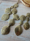 Kim Rogers Gold Tone Leaf Bib Necklace