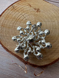 Faux Pearl & Rhinestone Floral Brooch