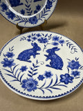 Pier 1 Blue And White Springtime Bunny Plates - Pair