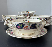 18-Piece Grindley Marlborough England Strathcona Cream Soup Bowls & Saucers Set